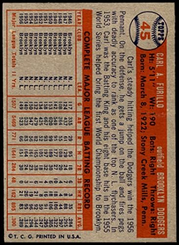 1957.Podps 45 Carl Furillo Brooklyn Dodgers Ex / MT + Dodgers