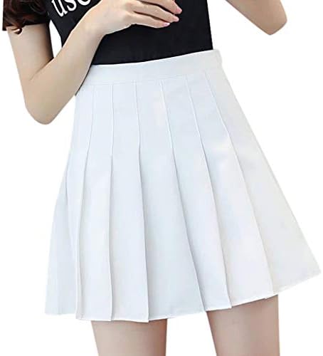 Ženski visoko struk A-line nagledne čvrste mini suknje s kratkim klizačem teniskim školskim suknji