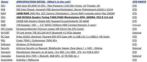 Intel Xeon E5-2699X1 Pro, Max @ 3.6GHz, 18Core 36THERAD, 2GB Quadro GPU GDDR6 grafička karta - 16GB RAM, 240 SSD, 1TB HDD, Win 10 Pro