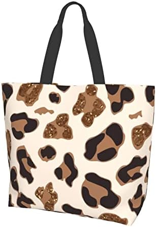 Slatke platnene torbe sa unutrašnjim džepom, torbe za višekratnu upotrebu i velikog kapaciteta, torba za pranje od ružičastog zlata Leopard za žene učiteljica majka