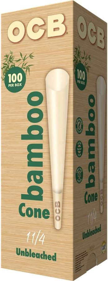 OCB bambus Nebijeljeni prethodno valjani valjani papirni češeri 1-1/4 Veličina-100 čunjeva