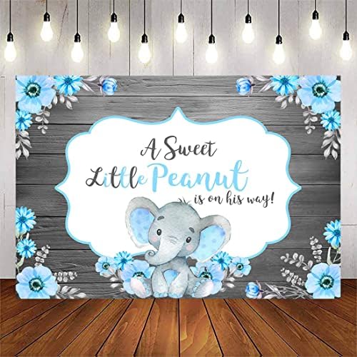 Avezano 7x5ft little Peanut backdrops za dječake Baby Shower Party Background Blue Elephant and Floral Backdrops a Little Peanut is on the Way Baby Shower Supplies