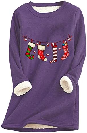 IIOUS božićna dukserica Ženska meka Comfy Sherpa Thermal Donje rublje Top CrewNeck pulover Loungewebywear s dugih rukava