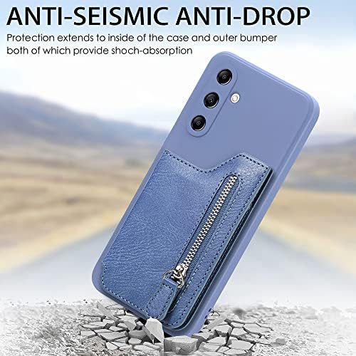 Ysnzaq torbica za novčanik sa zatvaračem za Samsung Galaxy A14 6.6 , PU kožni sklopivi držač magnetnih kartica poklopac telefona za Samsung Galaxy A14 SDLL Blue