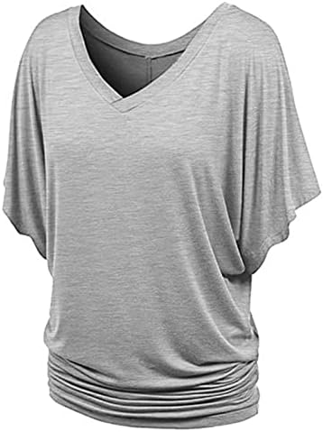 Overmal Women Bodycon majica Brod-izrez labava majica Žene vrhovi češći tunički vrhovi pamuk pamuk