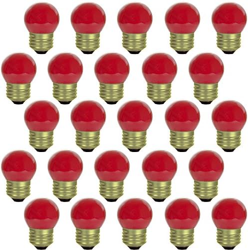 Sunlit Red S11 okrugla ukrasna žarulja, 7,5 vata, 120 volti, 2000 sati. AVG. Život lampe, srednje baza - savršena
