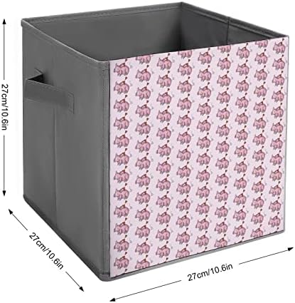 Utor za srca Sklopivi kanti za pohranu Printd tkanini kocke košare kutije sa ručkama za igračke za odjeću, 11x11x11