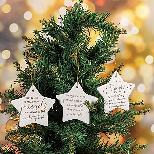 Božić prijatelji Ornament keramička zvijezda u obliku Ornament High School College viseći znak ukras Drvo Ornament dobri prijatelji su kao Stars Tags zanati sa kutijom za drug iz razreda prijatelji
