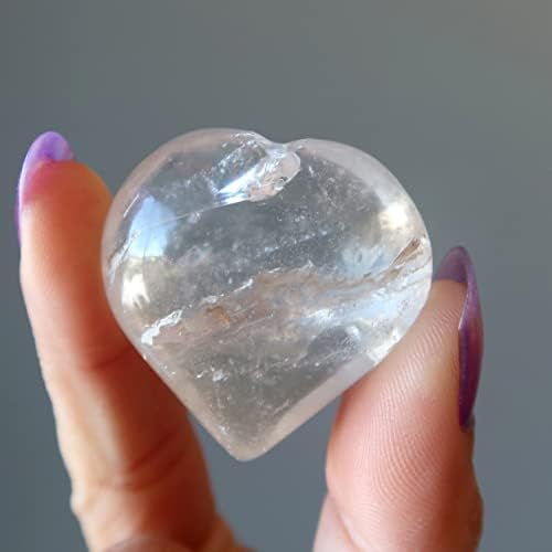 Satenski kristali čistog kvarcnog srca zacjeljivanje srca Energetski kristalni dragulj 1,5-1,75 inča