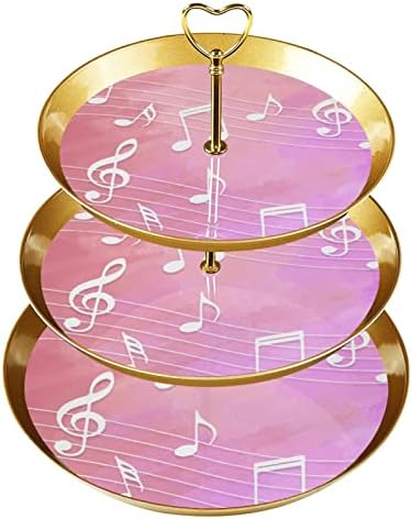 Tfcocft Desert cup cake Stand, dekoracija stola za proslavu rođendana vjenčanja, Art Music Notes Pink pattern