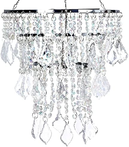 Cioceen akrilni lusterski lustershade kristalno perla načvršćena privjesna stropna svjetla za sjenilo za vjenčano spavaće sobe Centershade sa akrilnim draguljnim kapljicama H11.5 x W9.84 3 razina