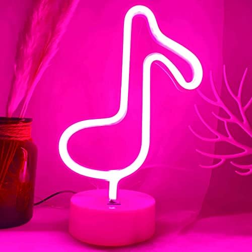 Vifulin muzička nota svjetla neon roze svjetla muzička nota Led neon svjetlosni znak Muzika nota noćno svjetlo USB / baterija snaga Muzika nota Led svjetlo neonska svjetla za spavaću sobu neonski znakovi Pink za dekor