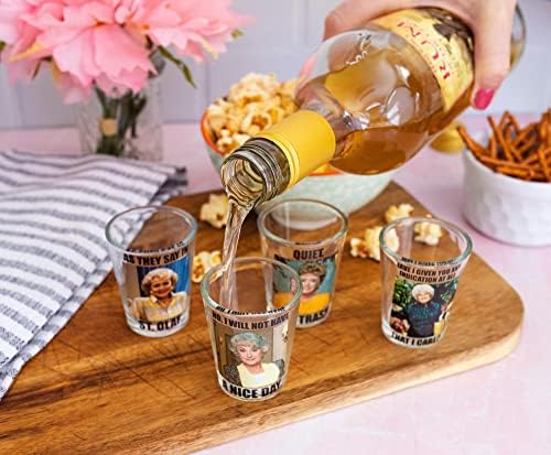 Silver Buffalo the Golden Girls Memes 1.5-unca Mini staklene šolje, Set čaša od 4 | viskija, Kućni