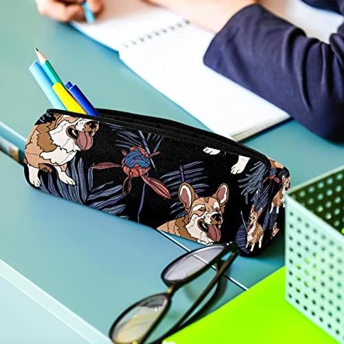 Slatka životinja pas Corgi u listovima pernica Student dopisnica torbica Zipper Pen torba Makeup Cosmetics torba