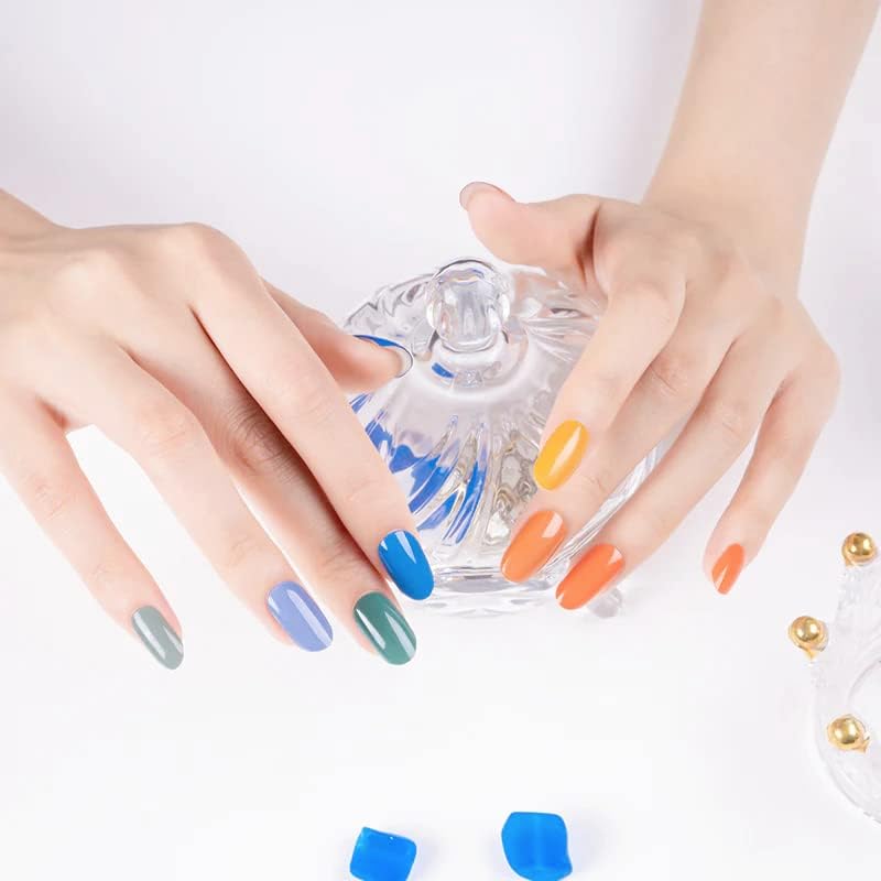 Pretty Fab nail Wraps | 20 Polukuren Gel trake za nokte s Mini turpijom za nokte & Pusher drveni štap | jesen boja dugotrajne gel naljepnice | salonske naljepnice za umjetnost noktiju za žene & amp; djevojke