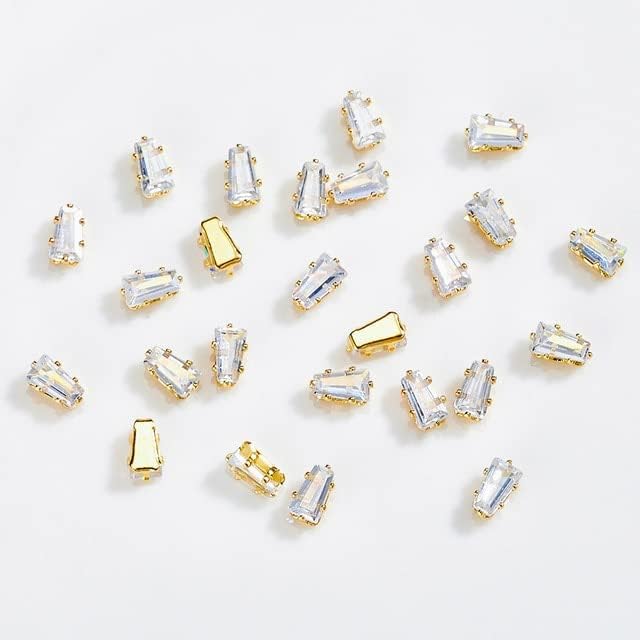 50Pcs / Lot Sparkle Nail Rhinestones Water Drop Square Cirkon Claw Diamonds Privjesci za nokte Flatback