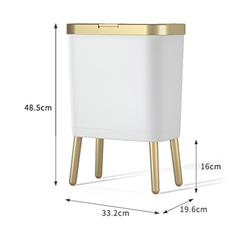 FEER 15L Luksuzno zlatno smeće za kuhinju kupatilo kreativno četveronoženo plastično uski kantu za smeće
