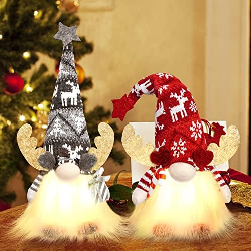 Svijetli gnome božićni ukrasi, 2 pakovanje 15 inčni švedski santa božićni gnomi svjetlost, nordic tonte skandinavcian