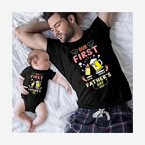 Naš prvi Fathers Day Tata, personalizirani prvi Fathers Day Shirt, Fathers Day poklon od Baby Son, naš prvi Fathers Day Matching Shirts 2023