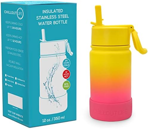 Chillout Life 12 oz izolirane boce sa slamnim poklopcem za djecu i odrasle + 20 smiješnih vodootpornih