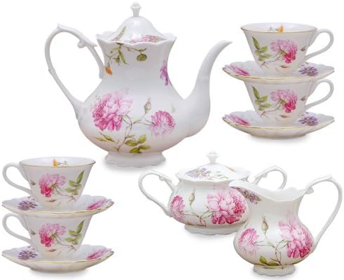 Grace Teaware 11-komadni porculanski čaj za čaj Dahlia