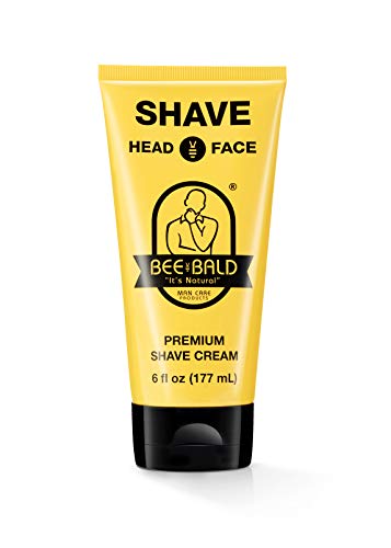 BEE BALD SHAVE Premium Shave Cream Goes On Light & Slick za brijanje koje je nevjerovatno glatko & amp; brzo i za lice i za glavu, 6 Fl oz