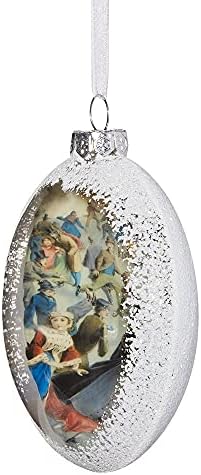 Blown Glass Božićni ukrasi disk ruku Painted Currier i Ives Vintage Skating Scene Božićni ukrasi 3.75 Inčni