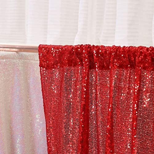 Juya Delight crvena pozadina sa šljokicama, 4 kom 2ftx8ft svjetlucava zavjesa za pozadinu za zabavu,rođendan, Božićno vjenčanje