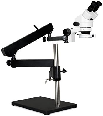 Vision Scientific VS-9E-IFR07 Dvogledni zum Stereo mikroskop, okular 10x WF, opseg Zuma 0,7 X—4,5 X, opseg uvećanja 7X—45x, Artikulaciono postolje stuba ruke sa bazom, 56-LED prstenasto svjetlo