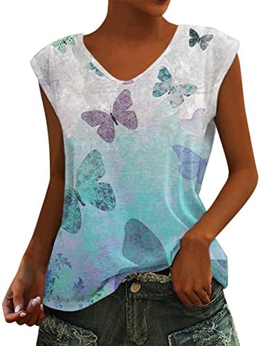 Majice za žene Jesen Ljeto bez rukava bez rukava gradijentni izrez gradijentne bluze majice Djevojke odjeću Trendy P9