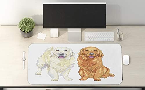 Ambesonne Golden Retriver Računarska jastuk za miša, smijuža blijeda i crvena psa čista pasmina sjedi boravak