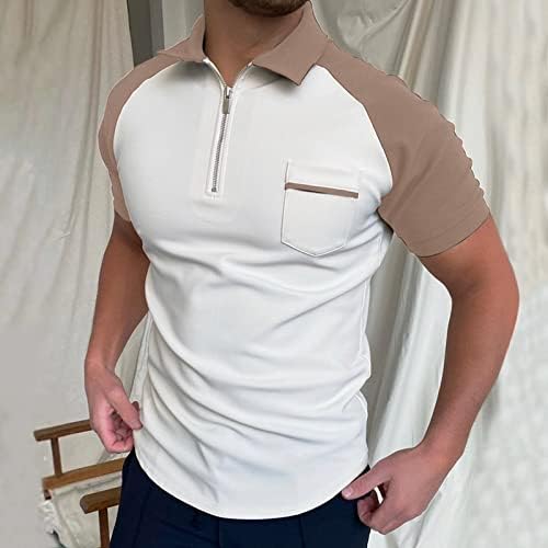 Ljetne košulje za muškarce muške ležerne modne vrhove majica patent zatvarača za patchwork Strip muške