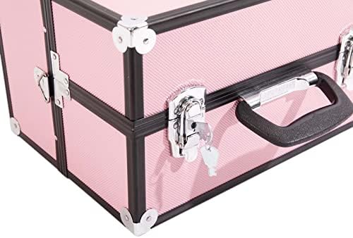 Šminka Traina Storage Storage Cosmetic Box Ewelry Organizovanje Profesionalne ladice i torbe Kućišta za zaključavanje Ključ prijenosni putnik, ružičasta