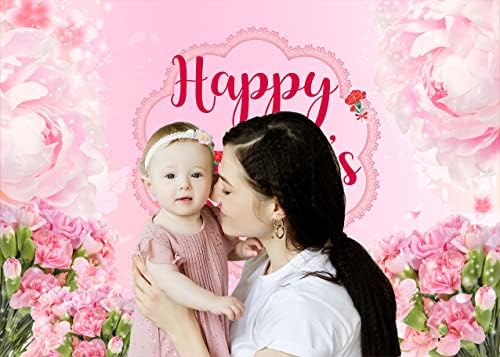 Pink Floral Happy Mother's Day Backdrop Pink Rose Flowers Majčin dan Party Banner Love Mother