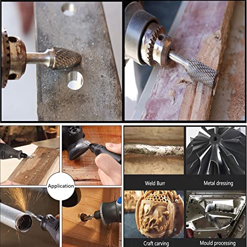 MABUARN 10kom Tungsten Carbide Rotary burr Set dvostruki rez, 1/8 alat za sečenje šipki za bušenje Brusilice za rezbarenje drveta, poliranje mekih metala, graviranje