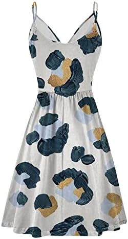 DOPOCQ sandresses za žene ljeto 2023 cvjetni print V rect rezervoar bez rukava casual visoka struka plaža s klizanjem mini haljina