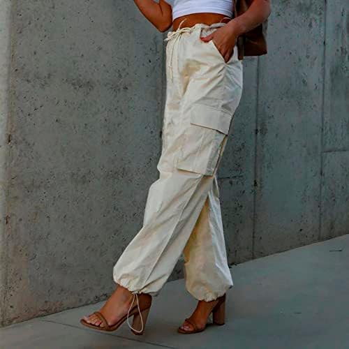 Miashui ženske casual pantalone za posao Ženske modne labave hlače Retro multi džep niske pamučne pamučne hlače