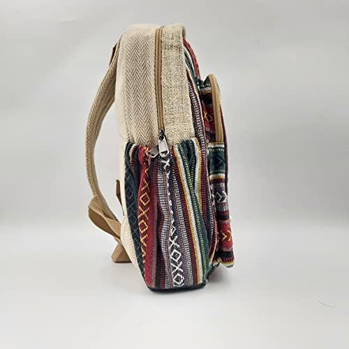 Fwosi Hemp Hipp Backpack - Putni ruksak za žene i muškarce, jastuk za knjige sa laptop rukom - Ručno rađen u Nepalu - izdržljiva lagana laptop torba