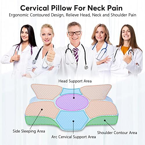 ANVO Cerrvikalni memorijski pjena jastuci za bol u vratu, jastuci za vrat za reljefnog bolova spavanje, konturološki ortopedski jastuk za bočnu stražnju stražnju stomak Sleeper - plava, firma