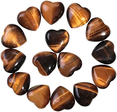 MookaiteCor Tiger's Crystal Heart Love Stones Crubled Palm zabrinut kamen za Reiki Izlečenje Balansiranje Početna Dekor, 0,6 inča, pakovanje od 15