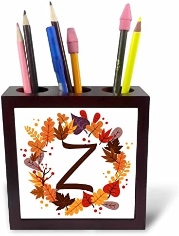 3drose jesenji listovi vijenac Monogram Z Brown početni držači olovke