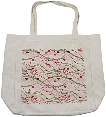 Ambesonne moderna umjetnička torba za kupovinu, bizarne kovrče poput grana drveća s lišćem apstraktna tema proljeće