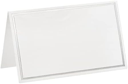 PATIKIL karte za šator, čestitke od 25 komada 3,93 x 3,27 inča Favor Decor sklopiva prazna kartica za svadbene zabave DIY naziv stola kartice mjesta srebrni ton bijeli