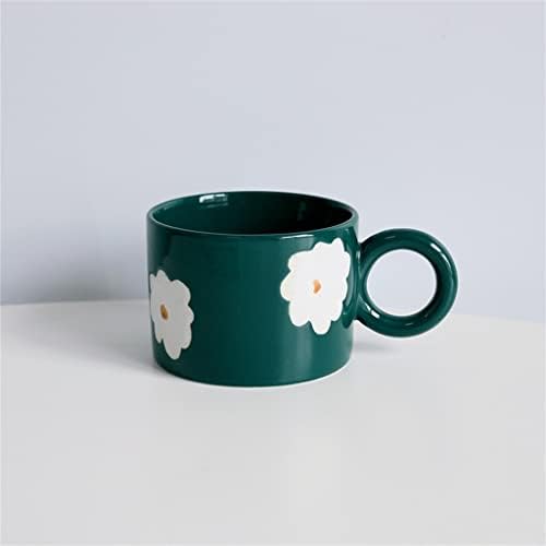 SDFGH nordijska ručno oslikana cvijeća keramička krila ličnosti čaj sa okruglim ručicama smaragdni par kafe šalica
