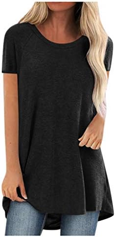 Ljetna ležerna tunična kratka rukava za žene za nošenje s nošenjem s narezom O-izrez majica labava bluza