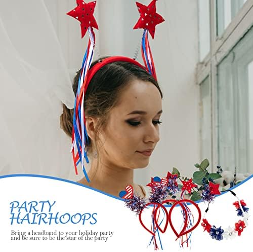 Sewroro 4pcs Dan nezavisnosti Headbands američka zastava traka za glavu Patriotski cvijet Headbands Red White Blue Hair Hoop Hair Accessories For 4th of July Celebration Memorial Day