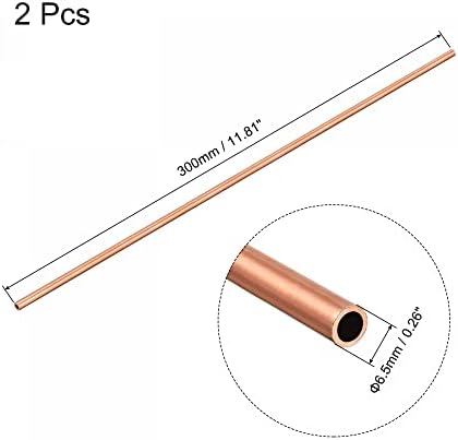 Uxcell bakar okrugla cijev 2,5 mm od 0,25 mm Debljina zida 300 mm Dužina cijevi cijevi 2 kom