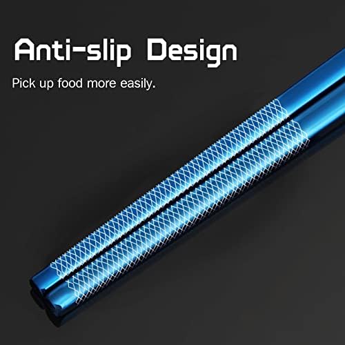 Metalni štapići za višekratnu upotrebu 2 para nerđajućeg čelika presvučenog titanijumom 18/8 štapića za jelo sa držačem, lagani Poklon Set japanskih štapića za pranje u mašini za suđe