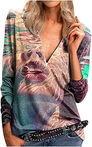 Ženska ležerna tiskana labava majica modni V izrez za bluzu s dugim rukavima i vrhovima Ležerne prilike