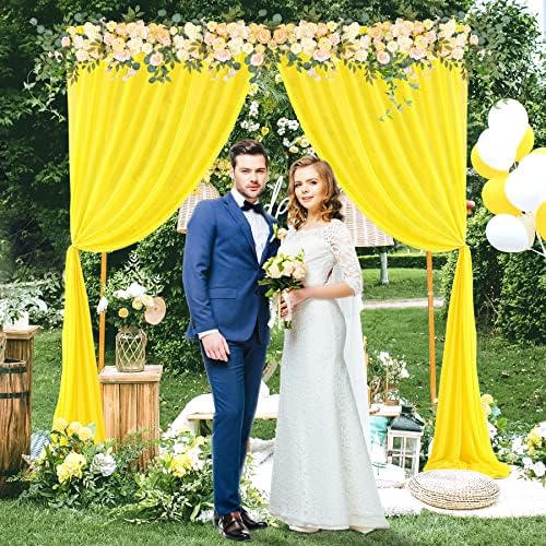 Htper 10x10 ft žuta pozadina zavjese za zabave, bora Sheer Fabric limun pozadina zavjese za vjenčanje